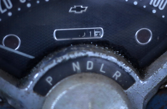A 1955 Chevrolet from the Lambrecht Collection has only 1.3 miles on it before being put up for auction in Pierce, Nebraska, September 28, 2013. Over 500 classic cars and trucks from an inventory collected by Ray and Mildred Lambrecht will be sold over the weekend. REUTERS/Jim Urquhart (UNITED STATES)